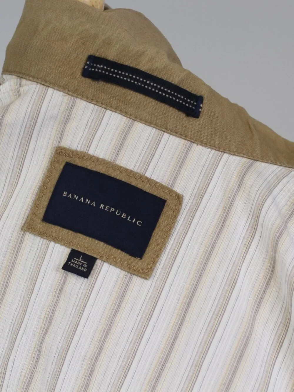 Banana Republic Canvas Jacket‎ Mens L Tan Y2K Cotton Linen Zip Utility Coat